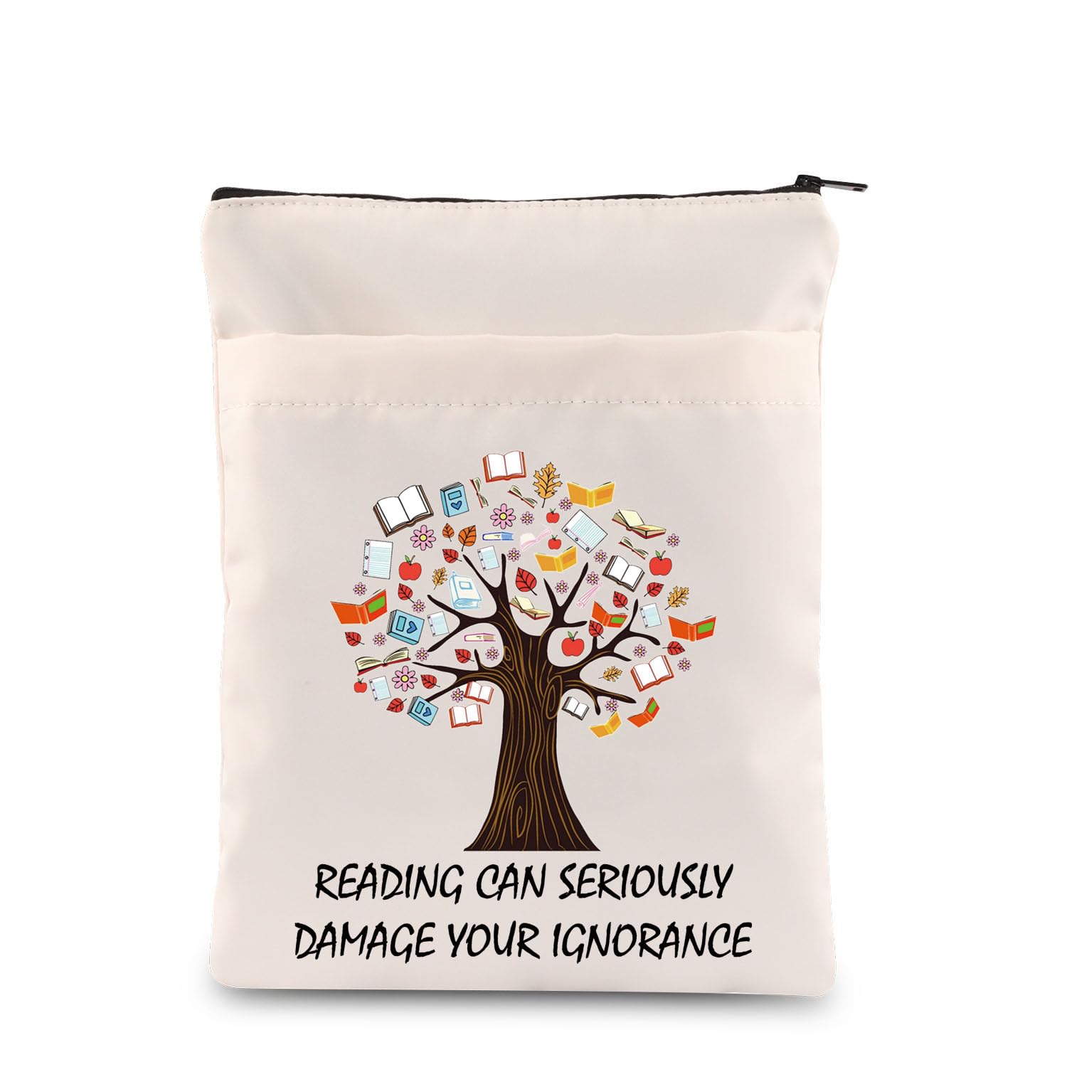 PLITI Book Lover Book Sleeve Reader Gift Reading Can Seriously Damage Your Ignorance Book Tree Bookworm Book Protector (damage your ignorance BSU)