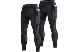 LAFROI Men's 2 Pack Quick Dry Workout Running Sports Base Layer Compression Pants Leggings Tights