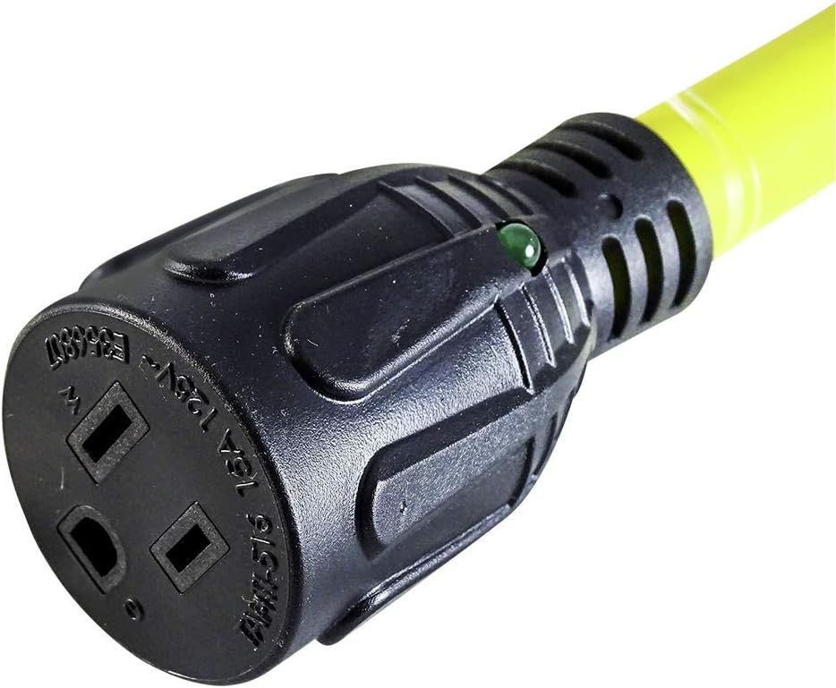 MARVINE Cable Shore Power Cord Adapter 30Amp Lock Male L5-30P to 15Amp Female 5-15R Pigtail 1.5Ft (30A L5-30P to 15A 5-15R): Home Improvement
