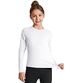 HASMES Girls Long Sleeve Athletic Shirts Kids Quick Dry Lightweight Yoga Tops for Sports Cheer Basic Tees Activewear