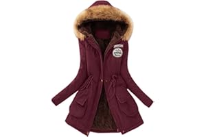 LUWITA Womens Winter Coats Warm Sherpa Lined Parkas Jacket Thickened Windproof Outerwear With Fur Hood Plus Size Puffer Down