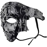 MOLEZU Steampunk Mask for Adult Black Masquerade Mask for Men Phantom Venetian Mask Opera Mask for Costume Party/Mardi Gras Ball.