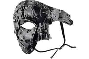 MOLEZU Steampunk Mask for Adult Black Masquerade Mask for Men Phantom Venetian Mask Opera Mask for Costume Party/Mardi Gras Ball