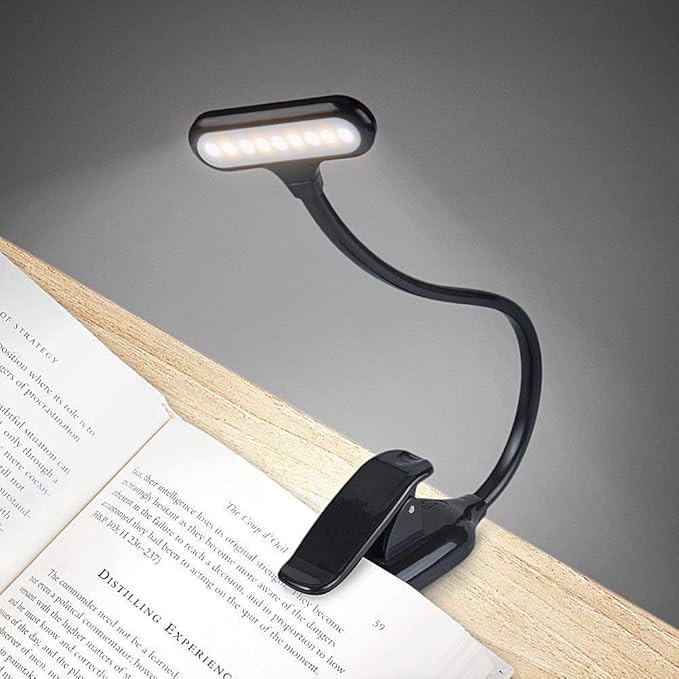 lovelyhome LED Book Lights and a Rechargeable Clip on Lightwith 3 Lighting Modes, 9 LEDs (Black)