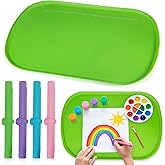 Silicone Art Mats for Kids 24” x 16”, Silicone Craft Mats with Raised Edges, Paint Mats for DIY, Paint, Crafts, Clay, Jewelry-Making (Green)