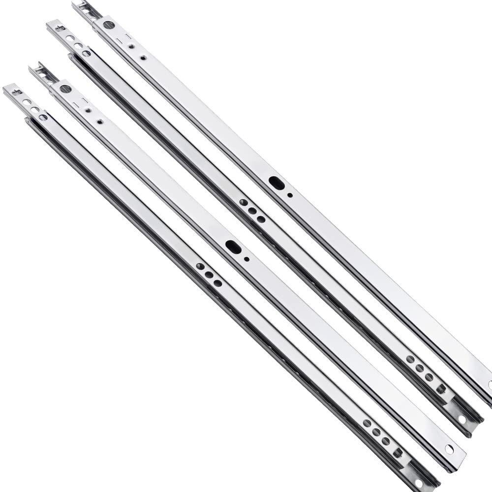 17mm x 342 mm Drawer Runners Slides Heavy Duty Ball Bearing Roller Sliders for Kitchen Furniture Cabinet Desk Drawers, Replacement Accessory - 4 Pieces