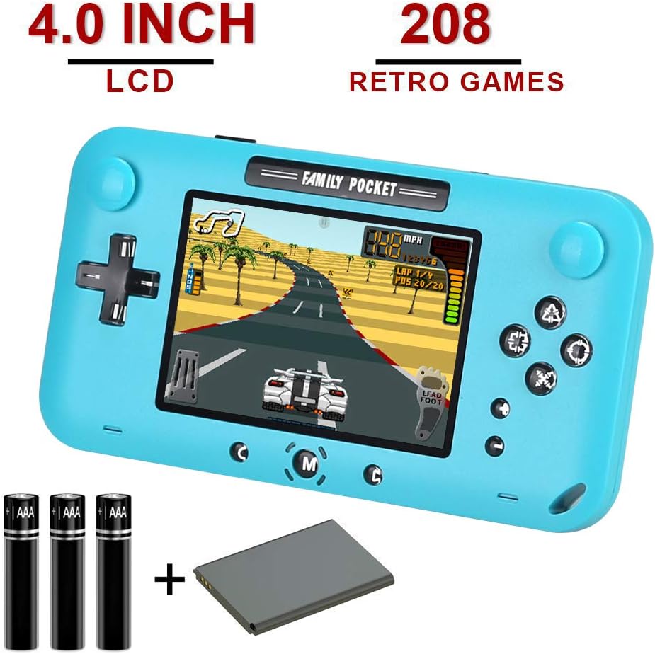 ASPIRING Handheld Gaming Console, Handheld Video Games for TV Built in 208 Classic Games 4.0 Inch LCD Screen 8 Bit Video Game for Kids and Adults