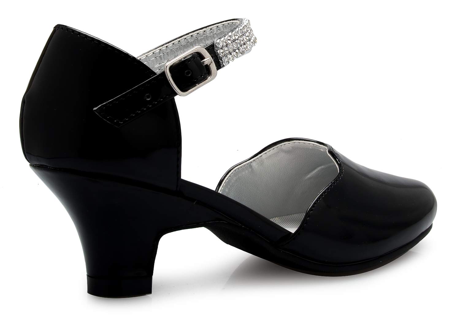 Olivia K Girl's Open Toe Strappy Rhinestone Dress Sandal Low Heel Shoes White Glitter - adorable, comfortable - Image 7