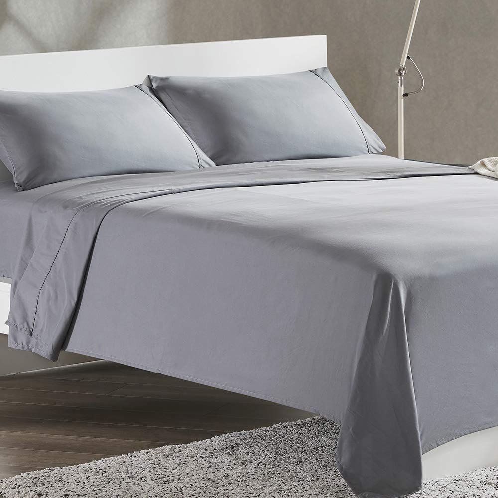 Amazon Com Sleep Zone 4 Piece Soft Cooling Bed Sheet Set Queen Size Wrinkle Free Fade Resistant Moisture Wicking Breathable Microfiber Sheet Gray Queen Kitchen Dining
