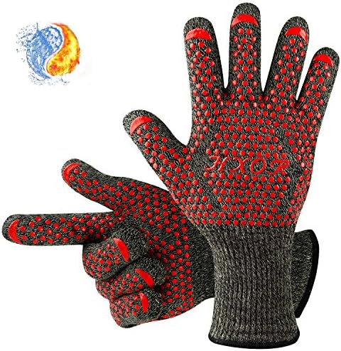 HXOR Oven Gloves Heat Resistant Kitchen Oven Mitts Extra Waterproof and Cut Resistant Silicone Gloves, Great for BBQ &amp; Grilling,Cooking,Baking-13.4" Long Cuff,1 Pair (yellow)