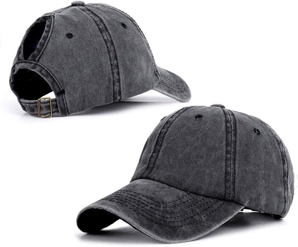 Wine/Black/Navy Cotton Pony Tail Baseball Hat Adjustable for Women Vintage Style Baseball Cap