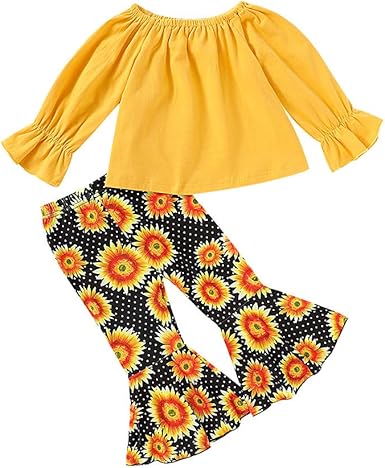 sunflower print flare pants