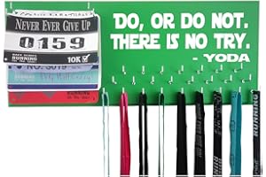 Running On The Wall - Race Bib and Medal Display Rack- Wall Mounted Sports Medal Holder and Hanger for 5K, 10K and Marathons Runners - DO, OR DO NOT. There is NO Try - YODA