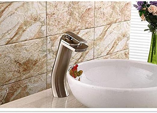 Grifos para lavabos Níquel cepillado/Latón cromado Alto Lavabo de baño