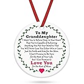 Granddaughter Gifts from Grandma Granddaughter Ornament Hanging Sign Inspirational Birthday Gifts from Grandmother Grandpa Grandparents Christmas Ceramic Keepsake Presents