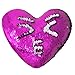 Tomus-UNI Mermaid Sequin Pillow with Insert, 13''×15'' Heart Magic Reversible Sequins Cushion for Home Décor(Rose/Silver)
