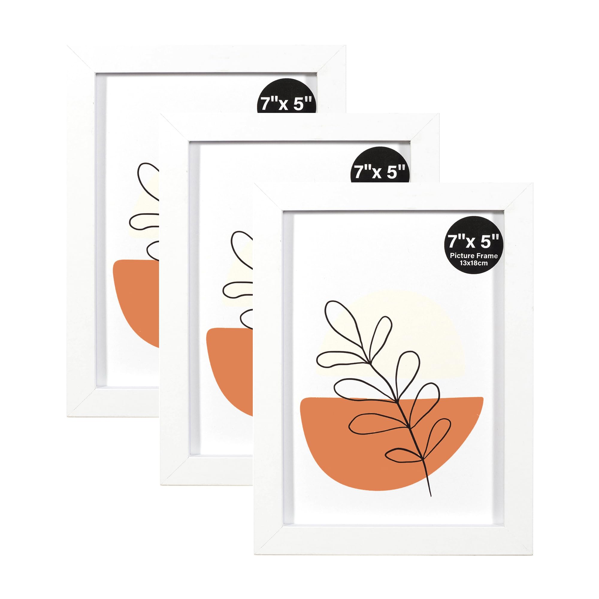 KAIWIN 7x5 Picture Frames White Set of 3, with Acrylic Glass for Table Top Display and Wall Mounting Photo Frame