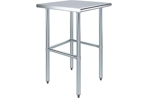 AmGood Stainless Steel Work Table Open Base | NSF Kitchen Island Food Prep | Laundry Garage Utility Bench (24" Long X 24" Deep)