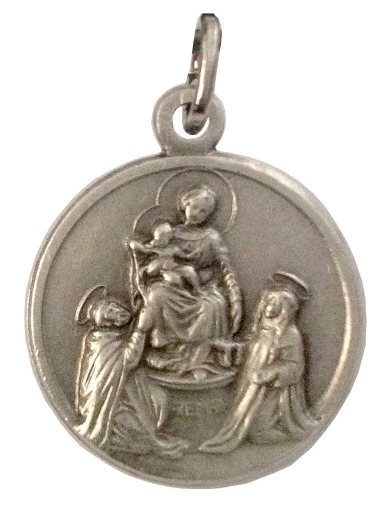 I G J MADONNA OF POMPEI (BLESSED VIRGIN OF THE ROSARY) MEDAL -100% MADE IN ITALY - THE PATRON SAINTS MEDALS