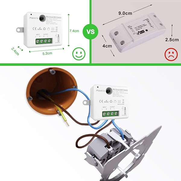 Mini Interruptor WiFi Maxcio Interruptor Luz Inalmbrico Inteligente Conmutador WiFi Temporizador Control de Smart Life Compatible con Echo Dot Google Home2 Pack