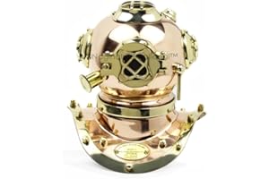 9" Copper Brass Crafted Nautical Diving Helmet | Maritime Home Decor & Gifts | Nagina International