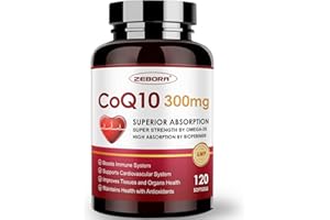 ZEBORA CoQ10-300mg-Softgels with PQQ, BioPerine & Omega-3, 120 Servings Coenzyme Q10 (Ubiquinone) Supplement for High-Absorption, Powerful-Antioxidant, Support Heart-Health & Energy-Production
