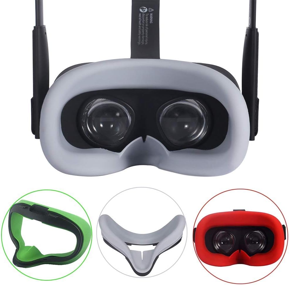 OneCut Upgraded newly VR Face Silicone Cover Mask & Face Pad Cover for Oculus Quest Face Cushion Cover Sweatproof Lightproof (Gray)