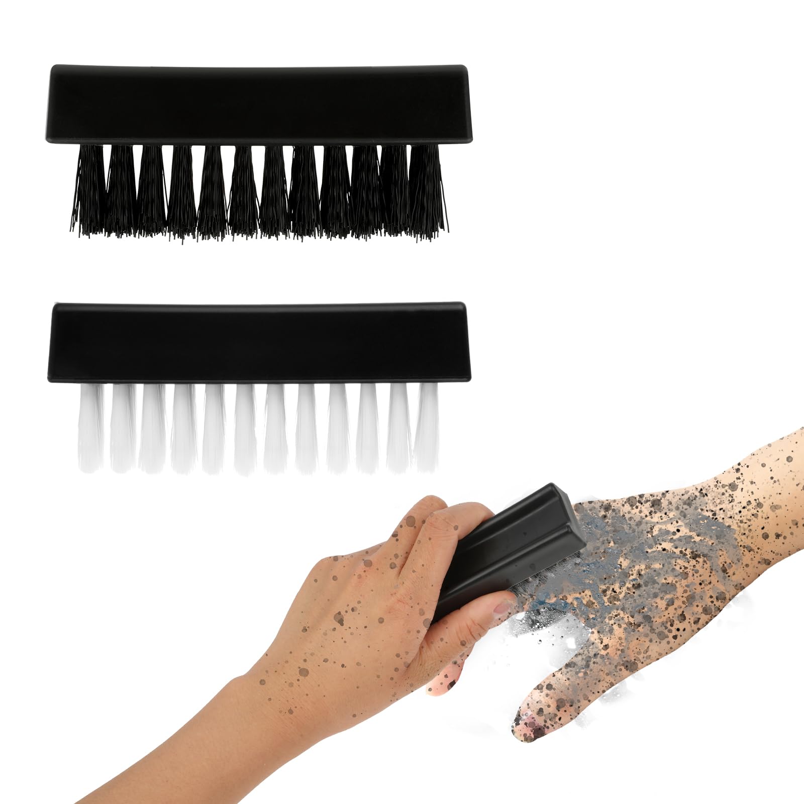 Amaxiu Hand Nail Brush for Cleaning Fingernails, Durable Nylon Firm Stiff Scrub Bristles Nail Scrubber Brushes for Men Mechanics Gardeners Scrubbing under Fingers Foot Toes(2 Pack, Black+White)