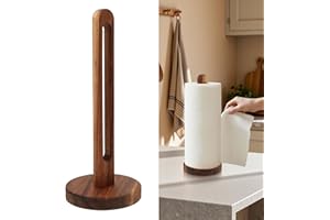 Wooden Paper Towel Holder Stand, Tissue Holder Countertop with Non Slip Foam Pad, Bathroom Towel Roll Stand Organizer, Kitche