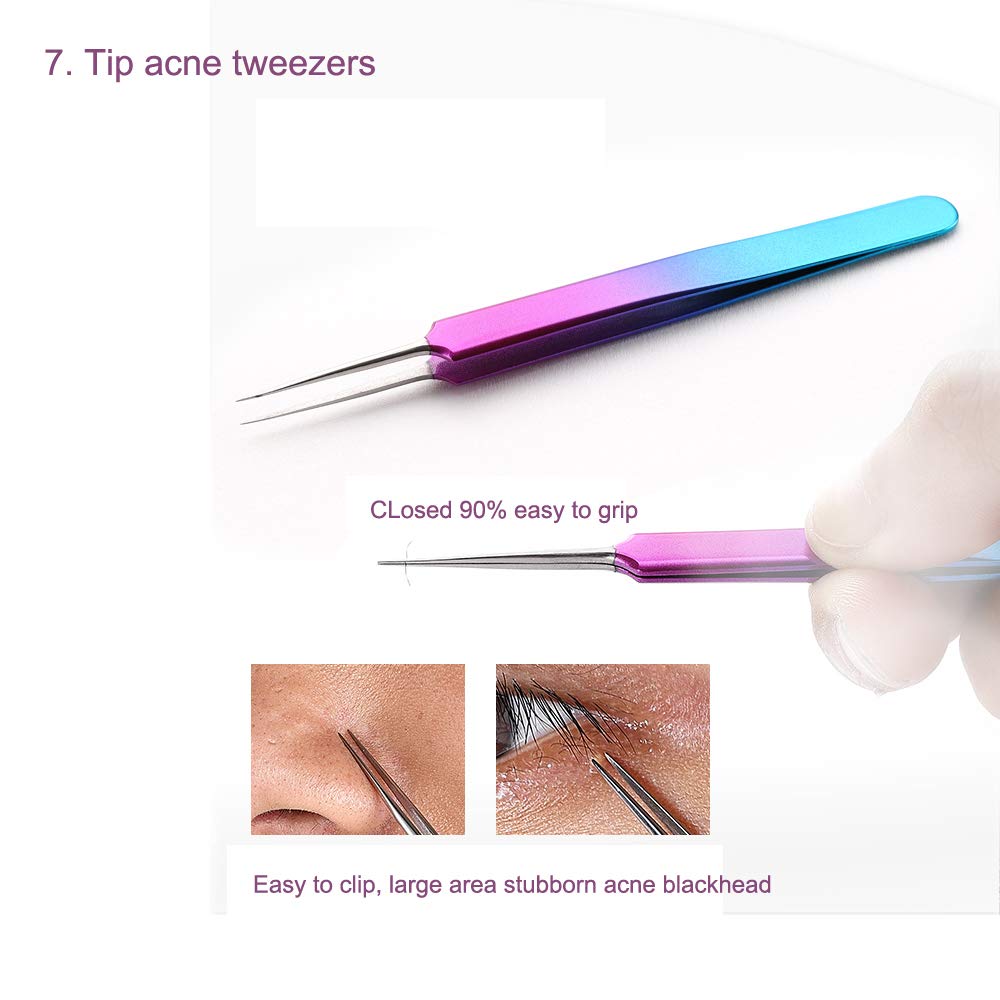 ZIZZON Blackhead Remover Kit Pimple Comedone Extractor Tool Set Treatment for Blemish, Zit, Acne Whitehead Tweezers Kit with 10X Magnifying Mirror: Beauty
