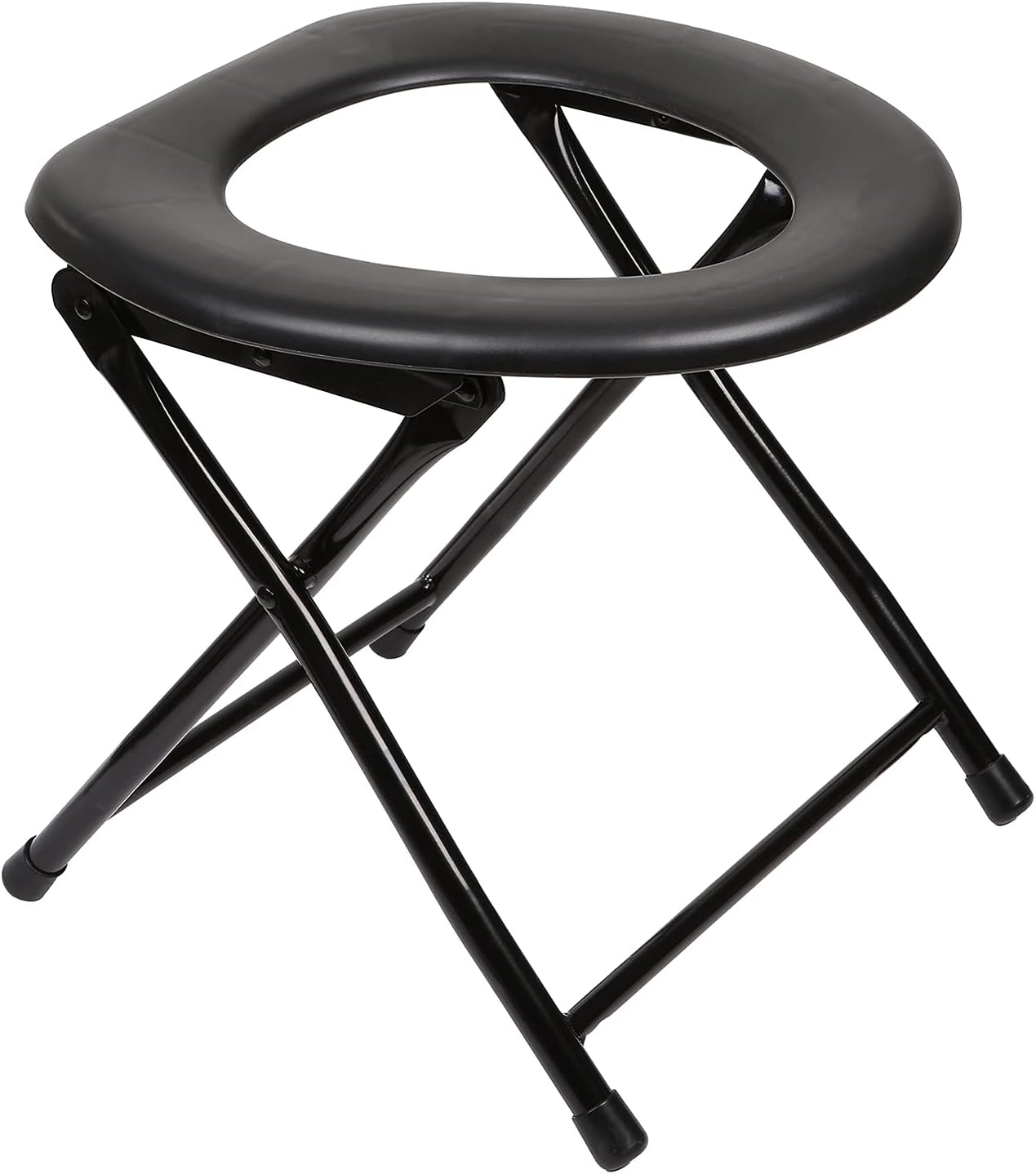 Kunida Designs Portable Camping Toilet Chair - Folding Bedside Commode - Lightweight Foldable Outdoor Porta Potty for Adults - Stainless Steel - 14.5 Inches Tall
