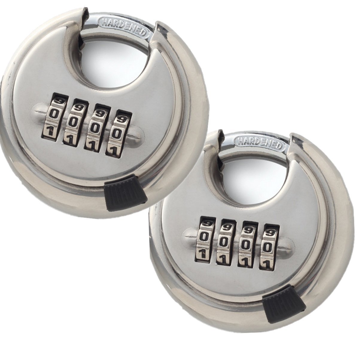 Dshall 4 Digit Combination Disc Padlock with Hardened Steel Shackle Silver Lock for Sheds