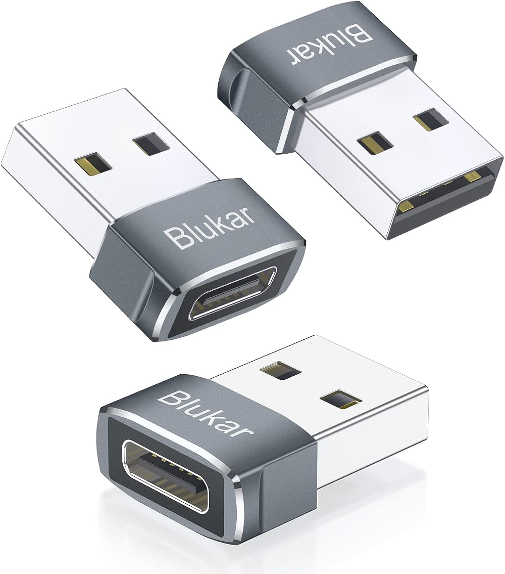 Blukar USB C to USB A Adapter 3 Pack – USB-C Female to USB-A Male