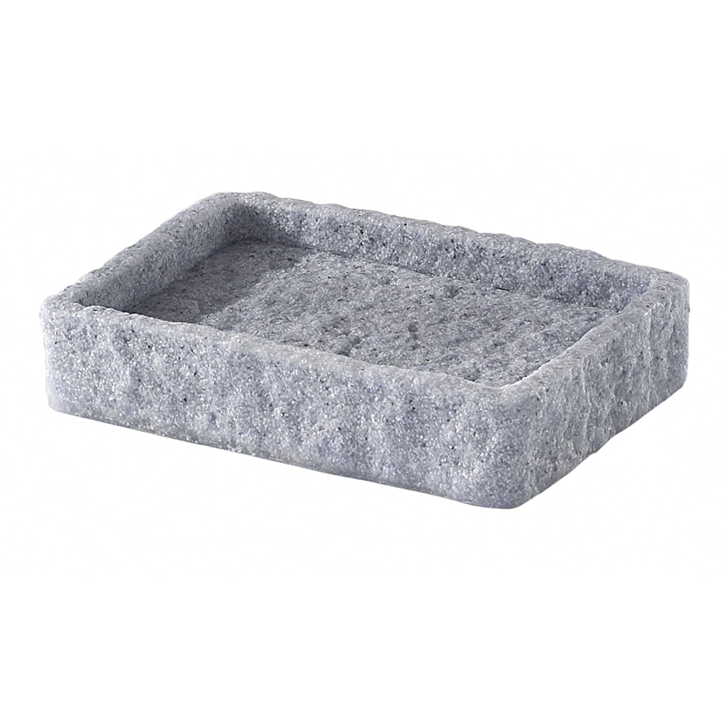 Gedy G-Canton Grey, Measures and Weight: 2,4X12,2X8,6 CM & 0,3 kg, Solid soap Holder Made of Resin and Sand, Anthracite Finish, R&D Design, 2 Year Warranty, Unica