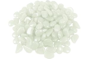 CHIC STYLE Glow in The Dark Garden Pebbles 150pcs Outdoor Decor Bulk Blue Eden Glow Stones DIY Walkway Driveway Fairy Decoration Luminous Rocks Aquarium Fish Tank Gravels (White in Daytime, Blue in The Dark)