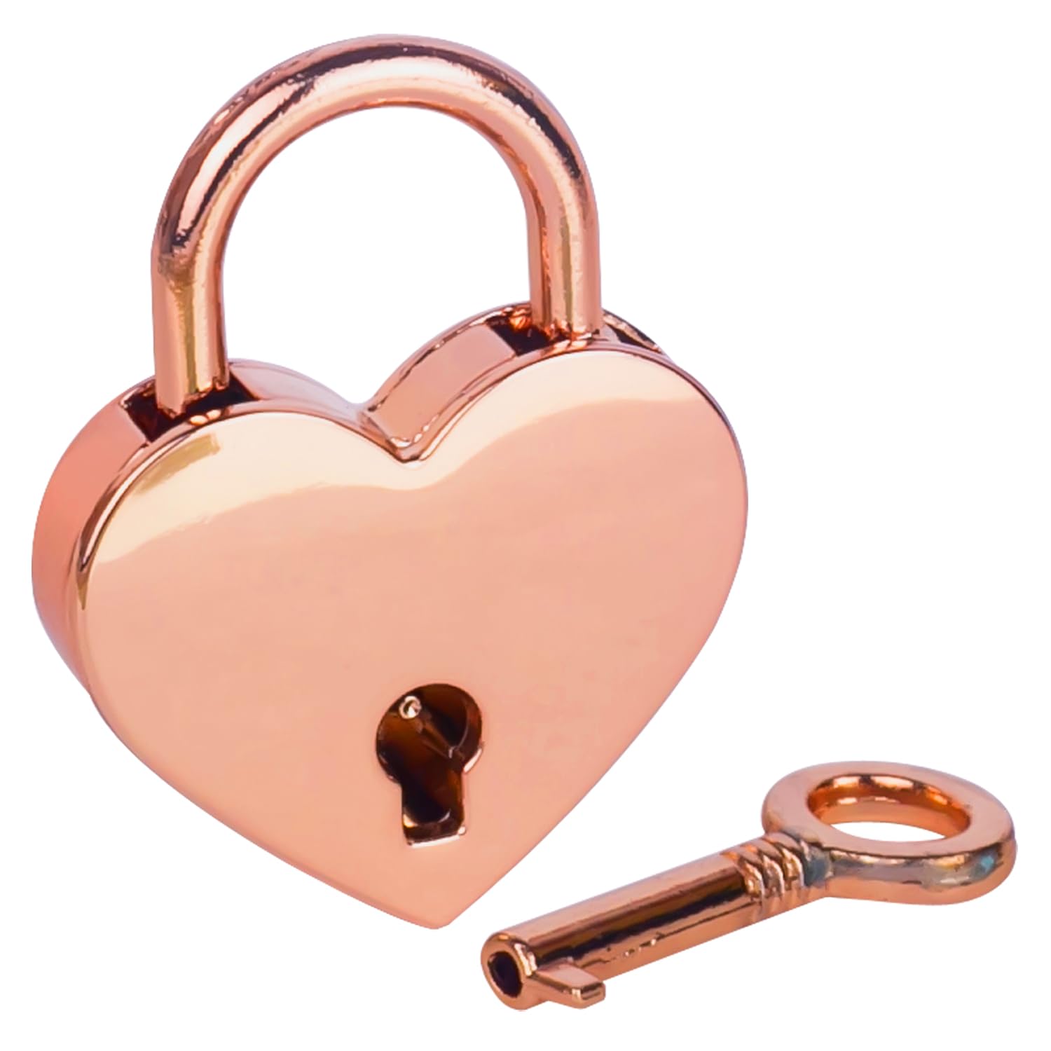 HMF Mini Decorative Padlock with Key in Heart Shape 3.9 x 3 x 0.7 cm Gold