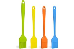 Arora Silicone Basting Brush,Heat Resistant Silicone Brushes Set of 4 for Sauce Marinade Meat Glazing, Oil Brush for BBQ Kitchen Cooking Baking and Grilling