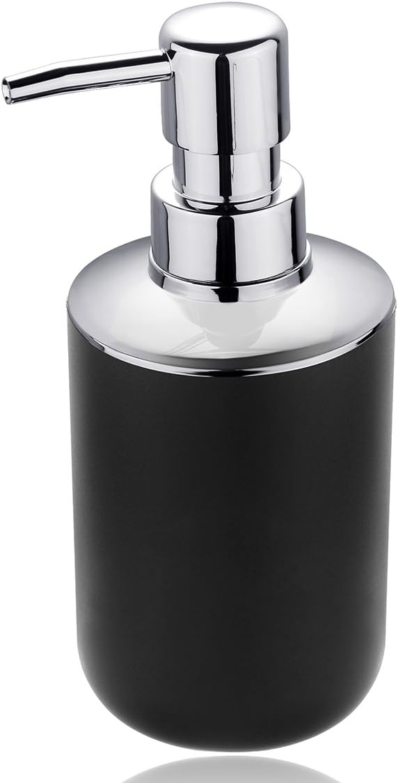 Zuvo 6 Pcs Plastic Bathroom Accessory Set Luxury Bath Accessories Bath Set Lotion Bottles, Toothbrush Holder, Tooth Mug, Soap Dish, Toilet Brush, Trash Can, Rubbish Bin (Black): Home & Kitchen
