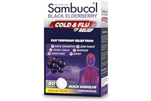Sambucol Cold and Flu Relief Tablets - Homeopathic Cold Medicine, Cold Remedy for Adults, Black Elderberry for Colds, Zinc Cold Remedy - 60 Count