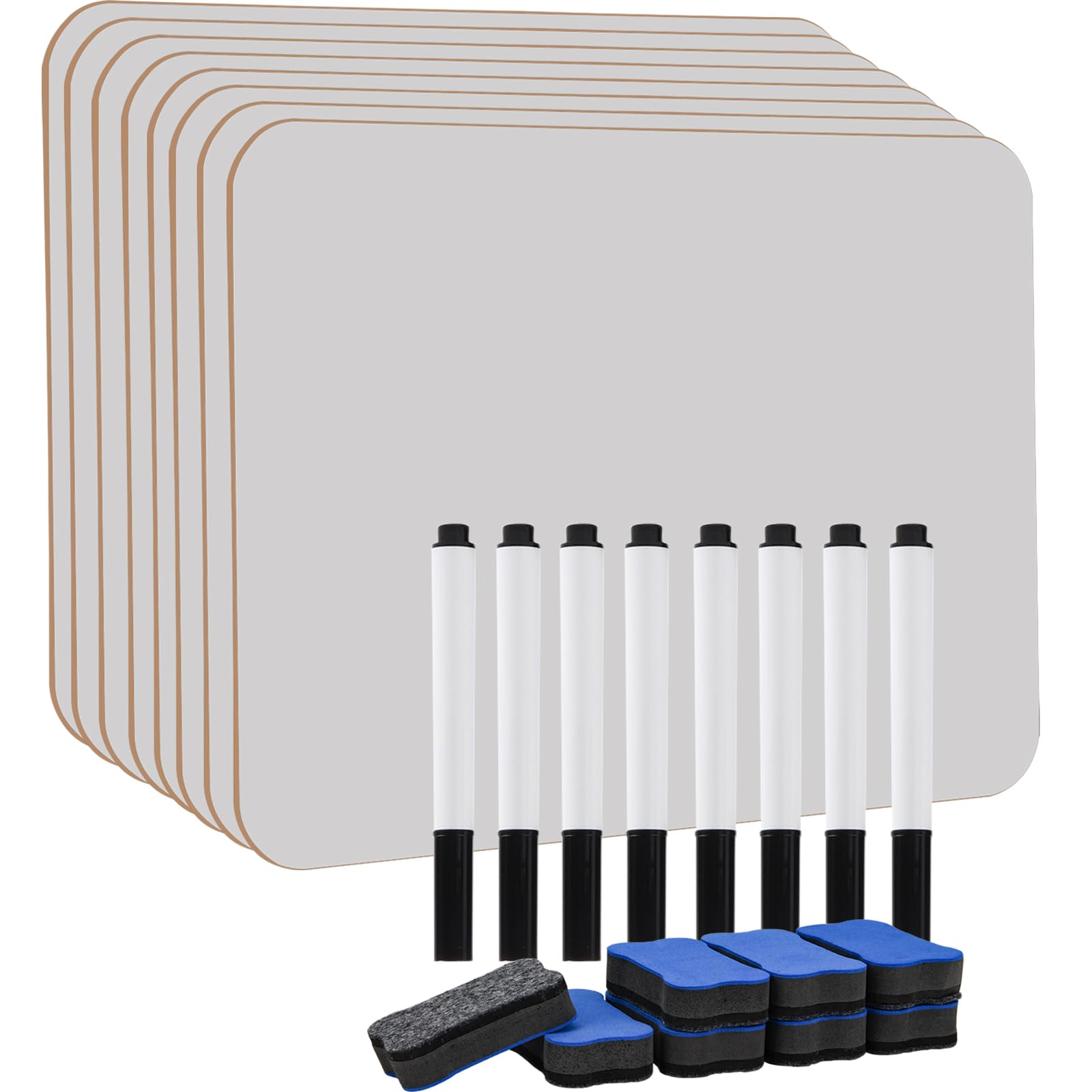 Hisredsun 8 Pack Small Dry Erase White Board, 21 x 30 cm Double Sided Mini Whiteboard with 8 Pens and 8 Erasers,Durable Portable White Boards for Students, Classroom, Home and Office