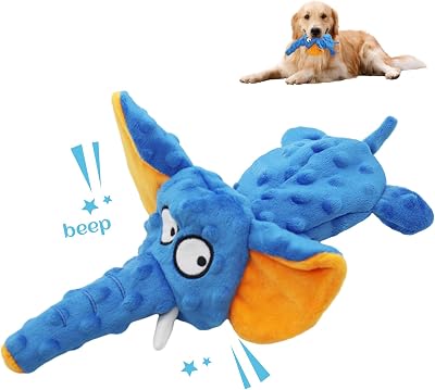 Acehome Squeaky Elephant Dog Toy Plush Chew Toy No Stuffing Interactive