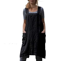 YESDOO Linen Apron Cross Back Apron for Women with