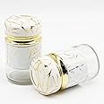 White Glass Salt and Pepper Shakers Set with Adjustable Pour Holes - Stainless Steel Salt Shaker and Pepper Shaker - Farmhouse Salt and Pepper Shaker Set for Himalayan, Kosher Sea Salts & Spices