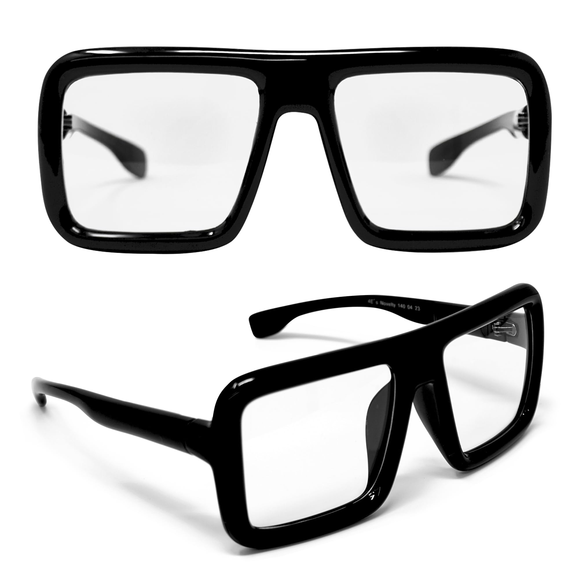 Photo 1 of 4E's Novelty Black Oversized Thick Glasses Clear Lens Non Prescription Square Frame, Fake Huge Fashion Eyeglasses for Vector Velma Costume Adults Women & Men, Halloween Nerd Costume Accessories