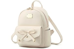 BAG WIZARD PU Leather Mini Backpack Purse Cute Bowknot Fashion Small Backpack Purses for Women, White