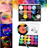 URAQT Face Paint Kit 15 Color + 15 Neon Fluorescent UV Paints 2 Brushes 80 view 8
