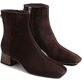 RJYLP Womens Ankle Boots Square Toe Low Chunky Block Heel Booties with Side Zipper Comfortable Dress Short Boots Shoes