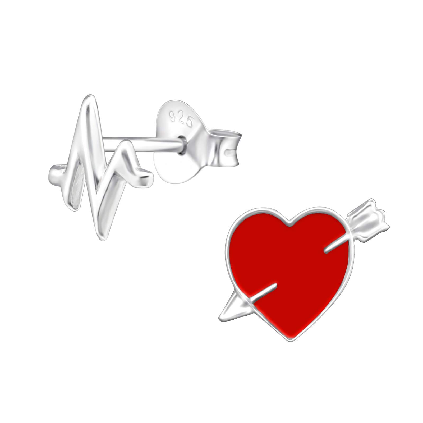 925 Sterling Silver Lightweight Hollow-Back Women 925 Sterling Silver Heartbeat Stud Earrings for Women & Girls – Everyday Jewellery Gift Boxed