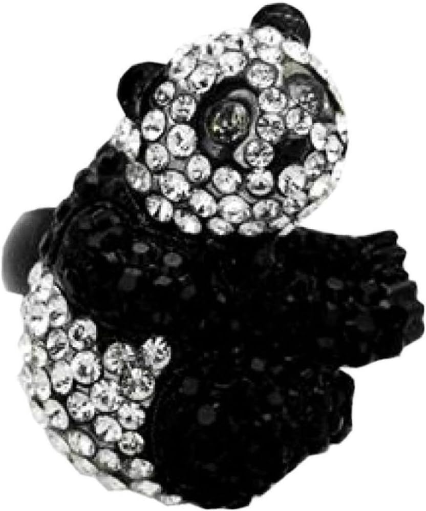 ATLJewelry Designer Panda Bear Ring 23mm Long Stainless Steel Black Finish