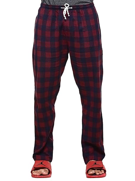 Buy Twist Men S Red And Black And White Checked Cotton Pyjama Sleepwear Night Wear At Amazon In